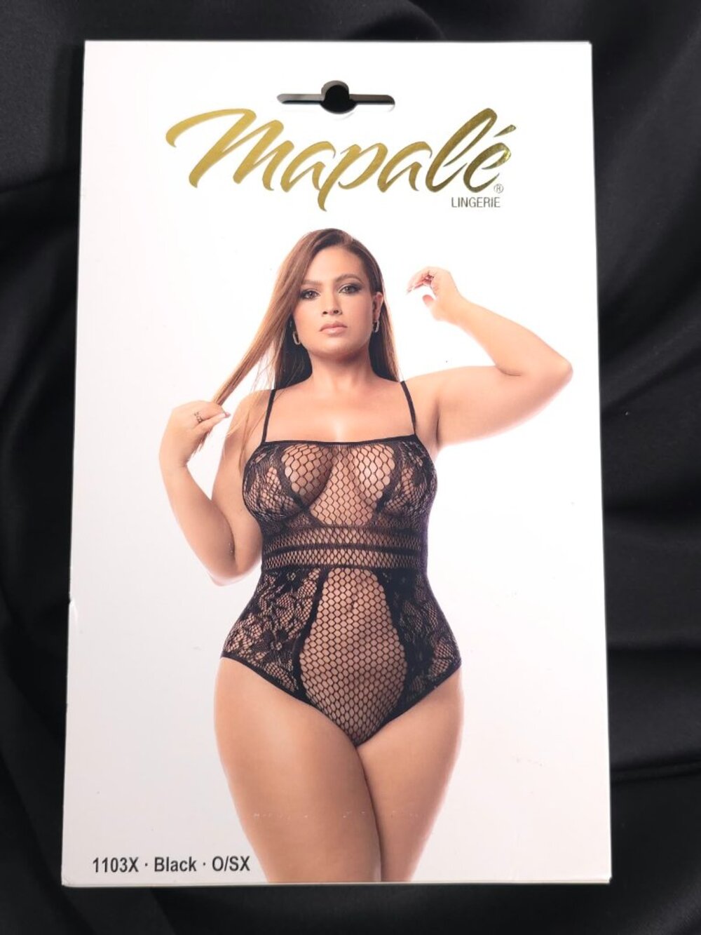 Mapalé Black Fishnet Bodysuit Plus Size 1103X